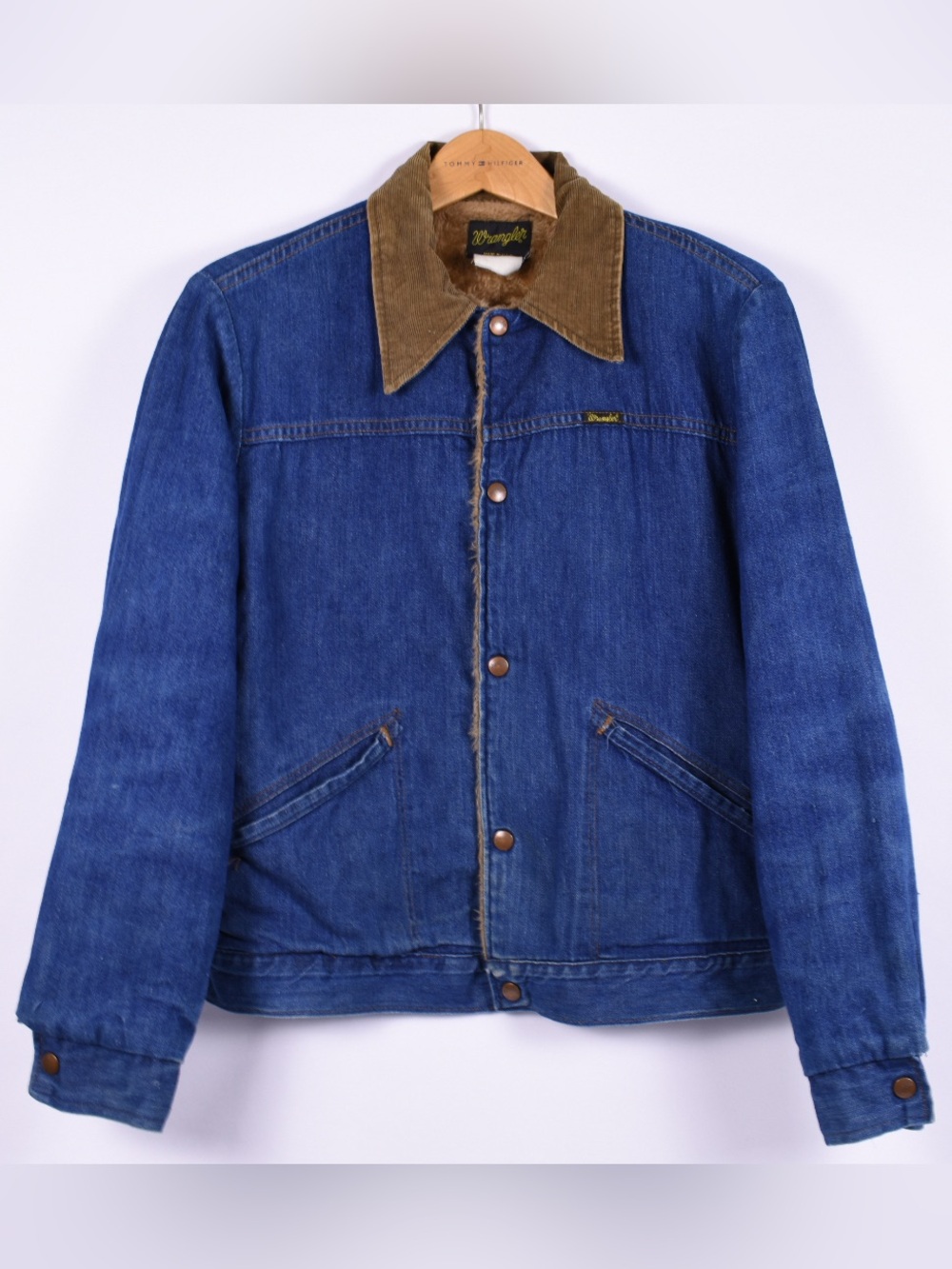 Wrangler Blue Denim Jacket with Brown Corduroy Collar